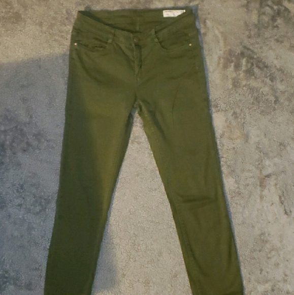 Zara Trafulac Skinny Olive Green Size 6 Jeans
